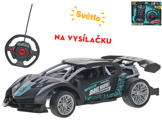 R/C auto závodní 21cm 1:18 27MHz plná funkce na baterie se světlem v krabičce